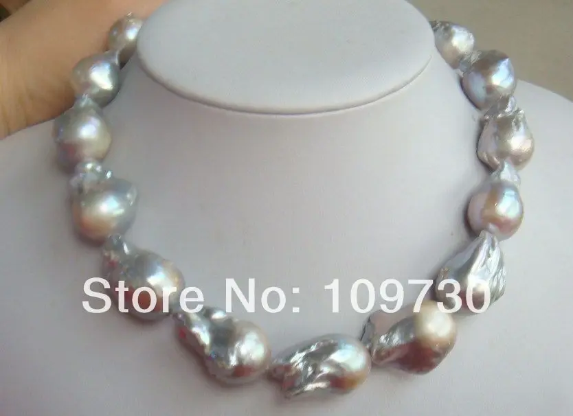 

Jewelry 002476 HUGE 20-25MM SOUTH SEA BAROQUE GRAY PEARL NECKLACE