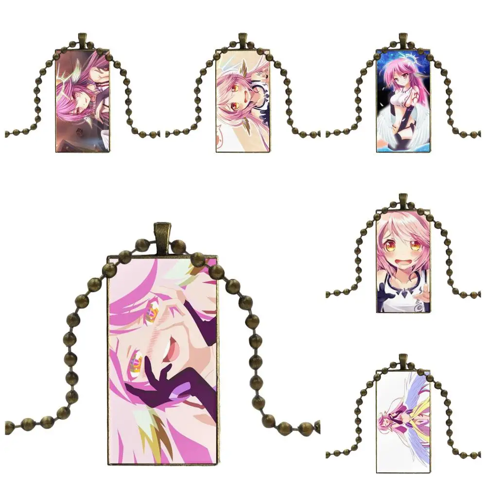 

Cartoon No Game No Life Jibril Necklace Fashion Long Chain With Rectangle Necklace Jewelry For Women Kids Gift