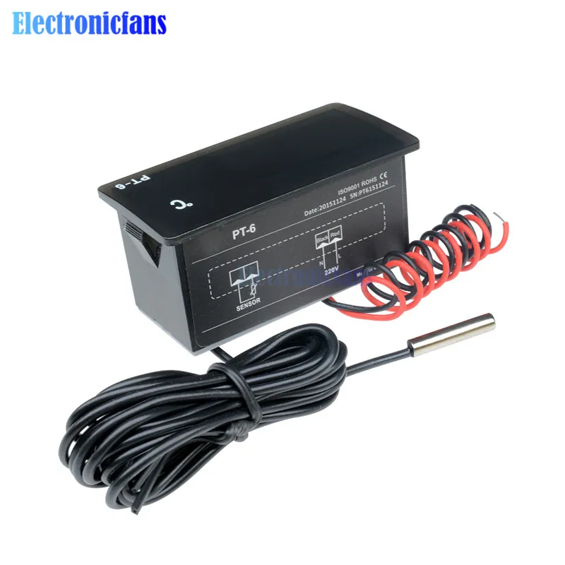 

220V All-Purpose Test LED Digital Temperature Display Thermometer Aquarium PT-6 Broad Measurement Range and High Accuracy