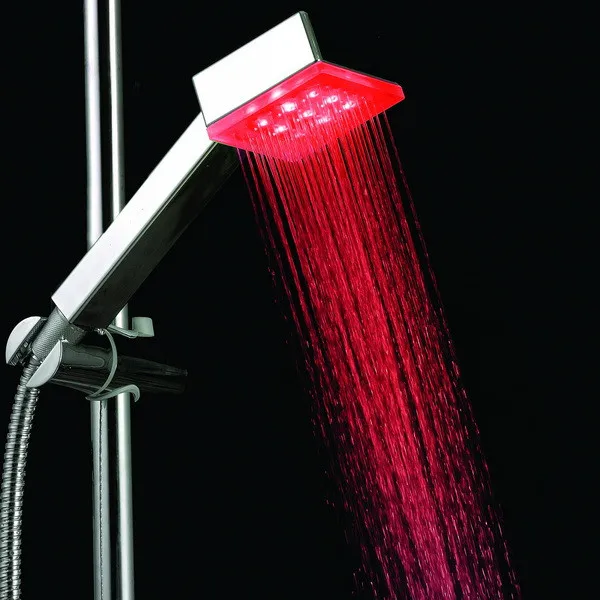 

Bathroom shower head 9LED square shower super bright temperature control three-color shower head L626
