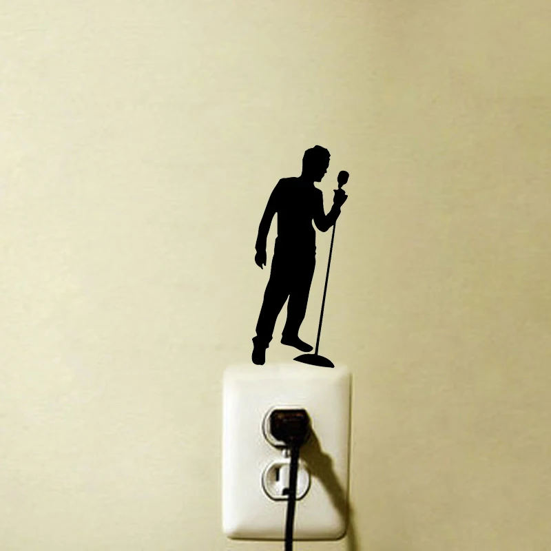 Music Man With Microphone Fashion Vinyl Wall Stickers Switch Decals 5WS1461 Music Man With Microphone Fashion Vinyl Wall Stickers Switch Decals 5WS1461