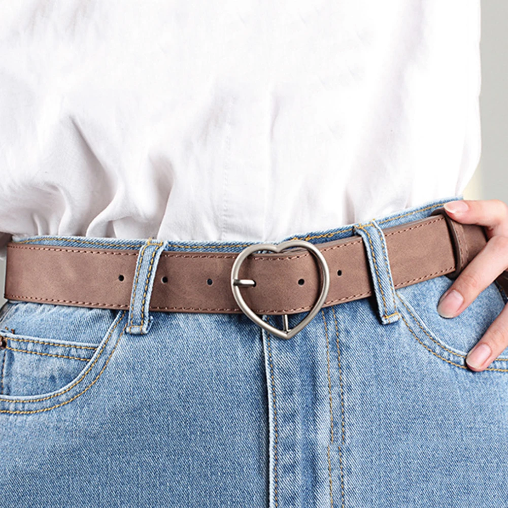 

1PC Fashion Womens Designer Heart Shape Casual Ladies Belts 2018 Adjustable Frosted PU Leather Women Belt Party Dress Decor