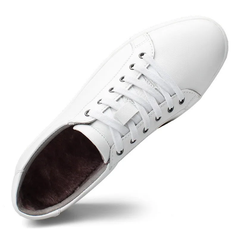 Зимняя высококачественная мужская обувь, большие размеры 35-48, 49, повседневная короткая плюшевая обувь на шнуровке обувь для вождения Мужская обувь из натуральной кожи на плоской подошве