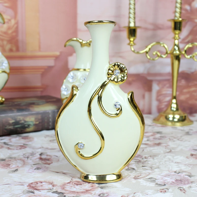 Europe Handpainted Gold Plated Porcelain Vase Modern Advanced Ceramic