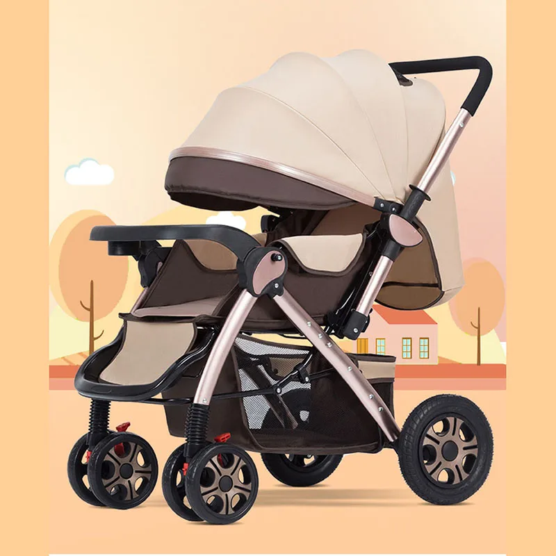 

High landscape stroller can sit reclining lightweight folding baby cart four wheel shock baby two way baby carriage