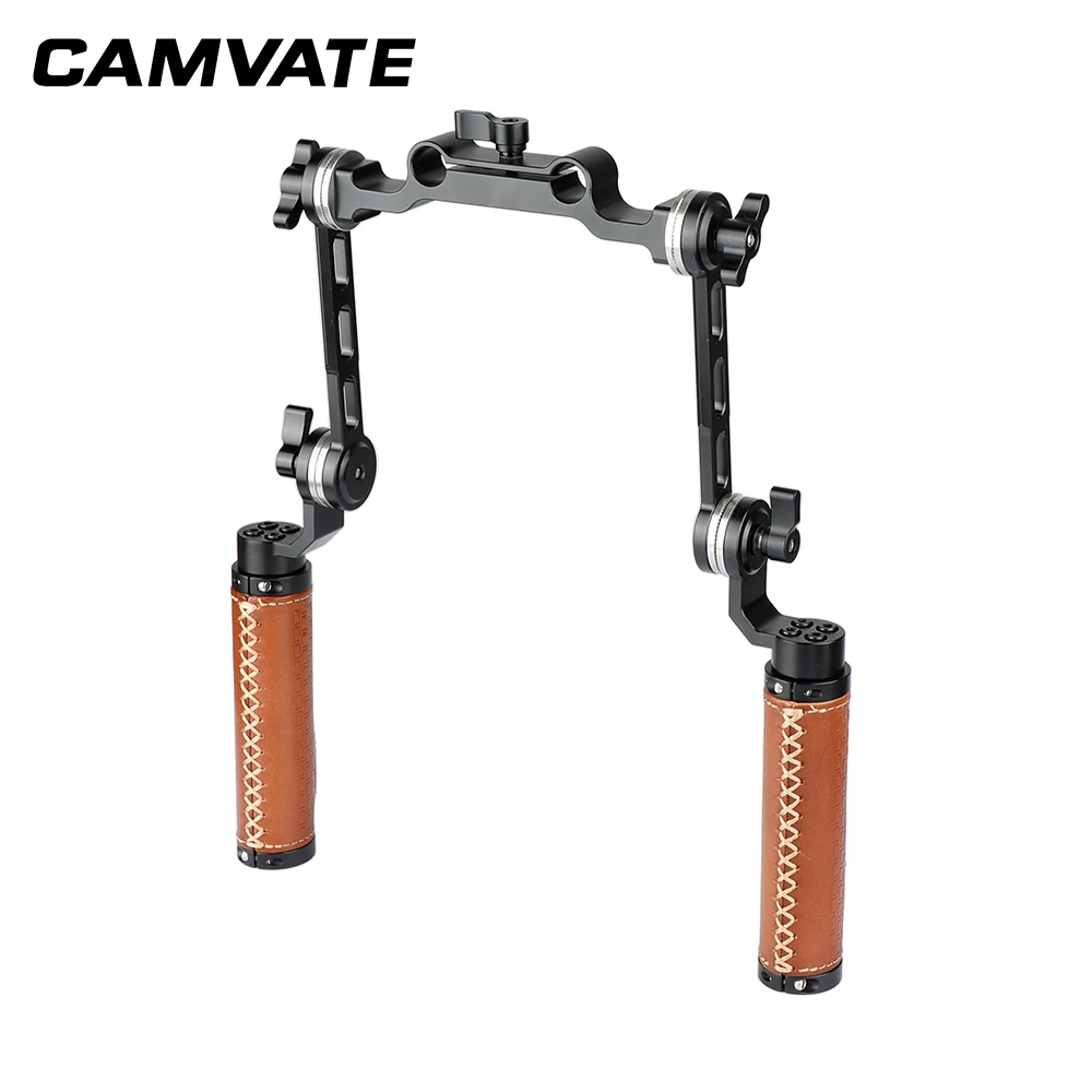 

CAMVATE arri Rosette Dual Handgrip With Adjustable Extension Arm For DV Camcorder Handheld Shoulder Rig C2073