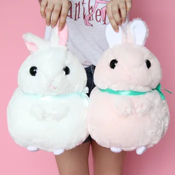 

Candice guo! cute plush toy lovely cartoon fat round ball rabbit ribbon bowknot bunny stuffed doll birthday Christmas gift 1pc