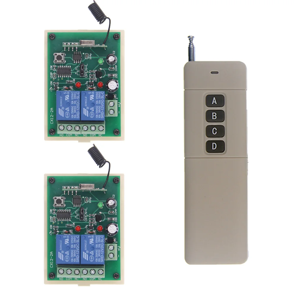 

3000M Long Distance DC 12V 24V 2 CH RF Wireless Remote Control Switch System,4CH Transmitter + 2CH Receiver