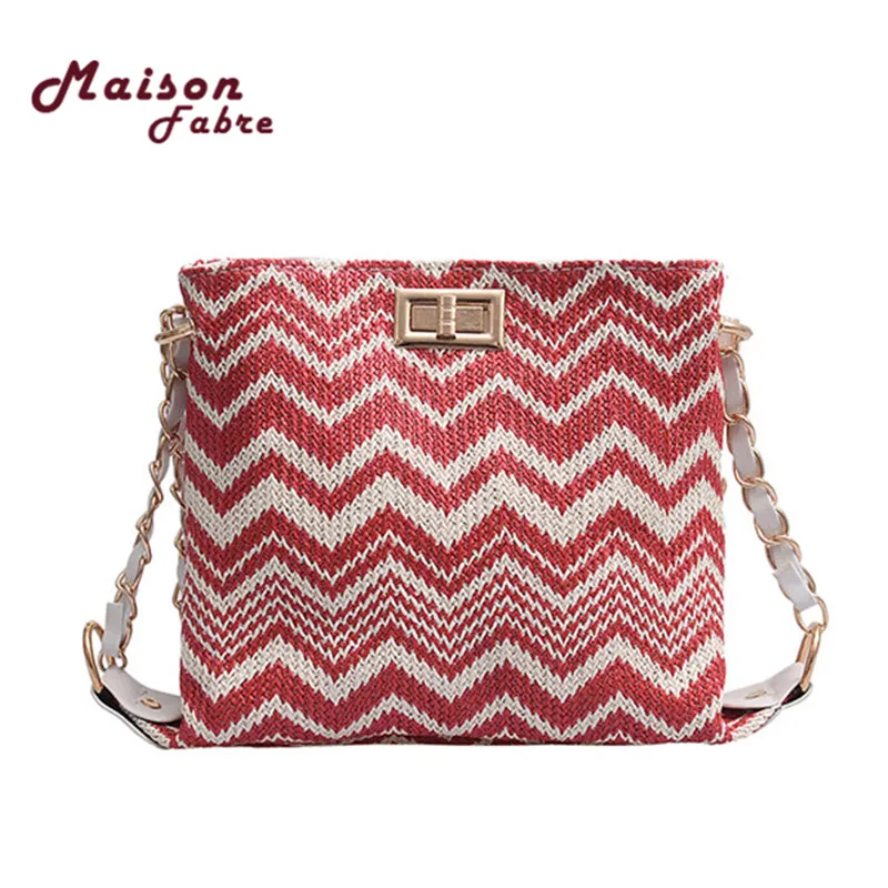 

New Summer Women Canvas bohemian style striped Shoulder Beach Bag Female Casual Tote Shopping Messenger Bags