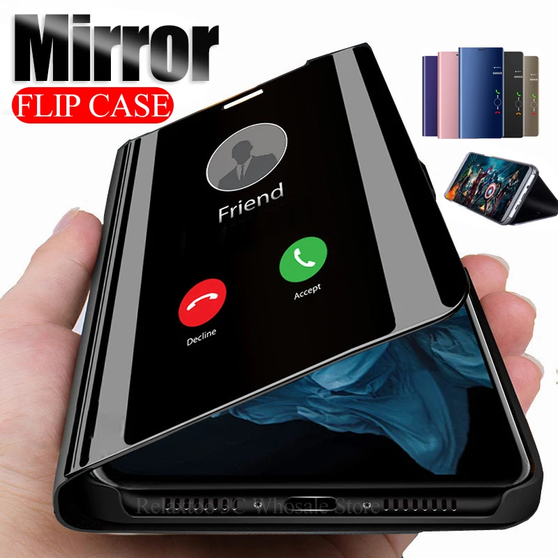 

Case For Xiaomi mi 9t 9 t a2 lite Mirror Flip stand Cover Xiomi Xaomi Redmi Note 7 k20 pro Red Mi go Note 6 5 Pro 6A Y1 lite s2