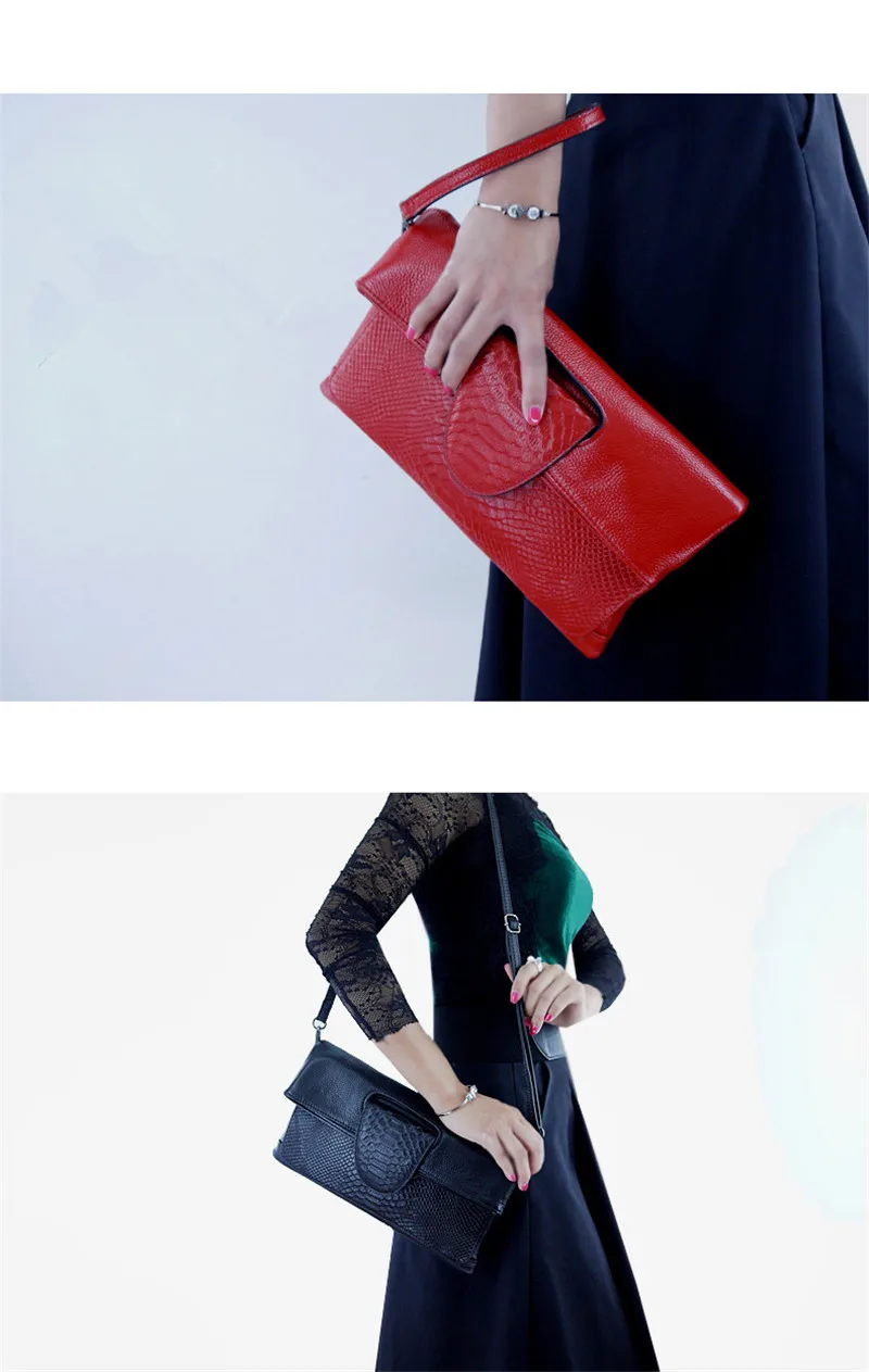Женский клатч, Черный Конверт, натуральная кожа, модный Аллигатор, Роскошная сумочка, сумка на плечо, женская вечерняя сумка-мессенджер, B267