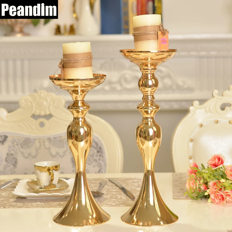 Online Decoración de boda de maní candelabro de Metal con soporte de flores florero candelabro de oro