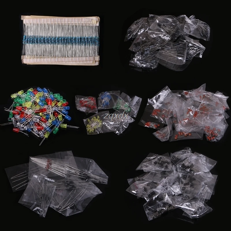 

Electronic Components Kit LED Diodes 30 Values Resistors Electrolytic Capacitor Ceramic Common Diodes Common Transistor Dropship
