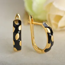 Blucome, модные простые серьги-гвоздики с d-образными крючками, черная эмаль, медные серьги, золотой цвет, мягкие булавки для женщин, девушек, вечерние серьги, бижутерия