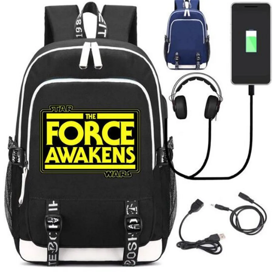 Звездные войны рюкзак вентиляторы сумка W/USB Мода порт/замок наушников путешествия ноутбук студентов школьные сумки - Цвет: Style 8