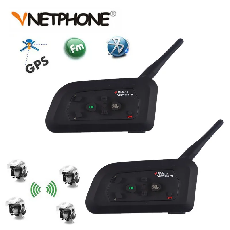 

2PCS Vnetphone V4 1200M 4 Riders Motorcycle Bluetooth Helmet Intercom Headset unicador Wireless Interphone With FM Radio