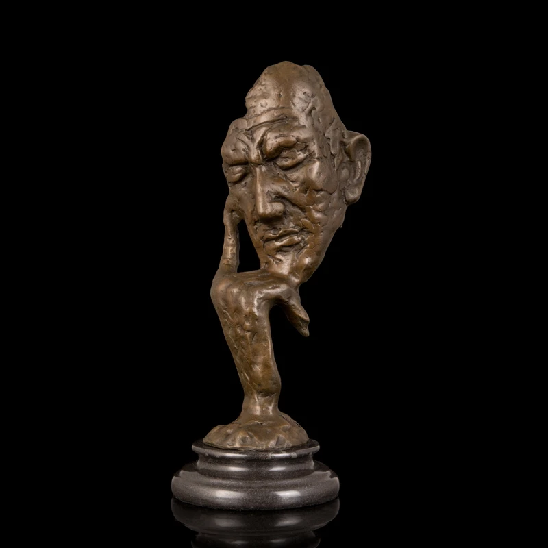 

Arts Crafts Copper Modern Art Sculpture Figurine Gifts Antiques Abstract Face Shape Bronze Statue Meditator man CZS-591