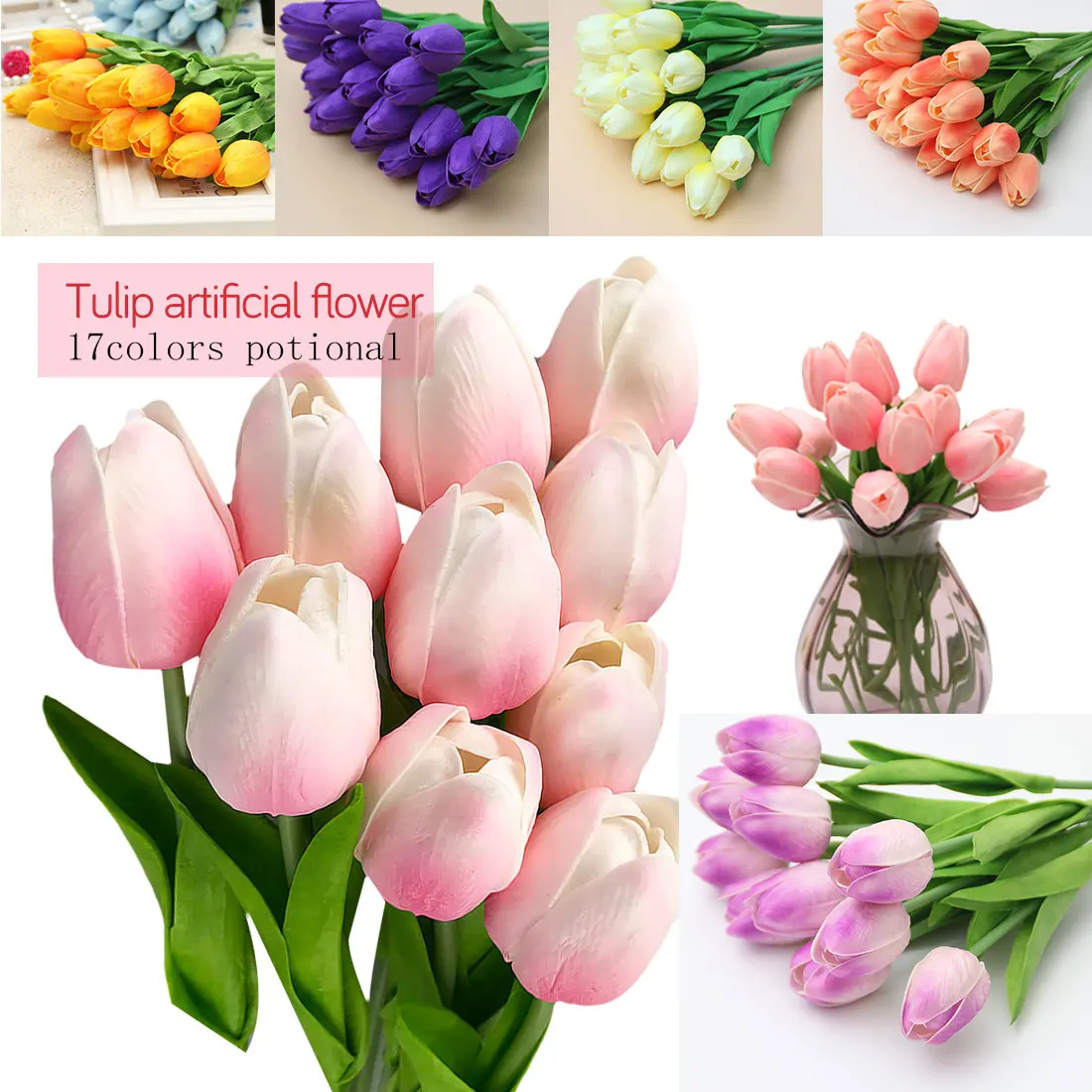 

Real Touch Tulip Flower 10pcs/lot Pu Mini Tulip Flower Flower Bouquet Artificial Silk Flowers for Home Party Wedding Decoration