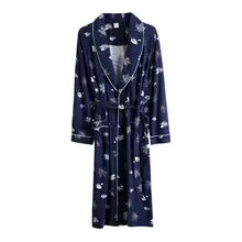 Осень для мужчин халат хлопок кленовый лист печати свободные удобные с Длинным Рукавом Кимоно Весна халаты Домашняя одежда Ночные
