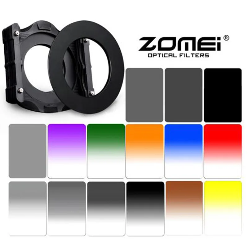 

ZOMEI Neutral Density+Graduated Filter 100*150mm ND Square Fiilter Holder Kit Set&67/72/77/82/86mm Adapter Ring for Cokin Z