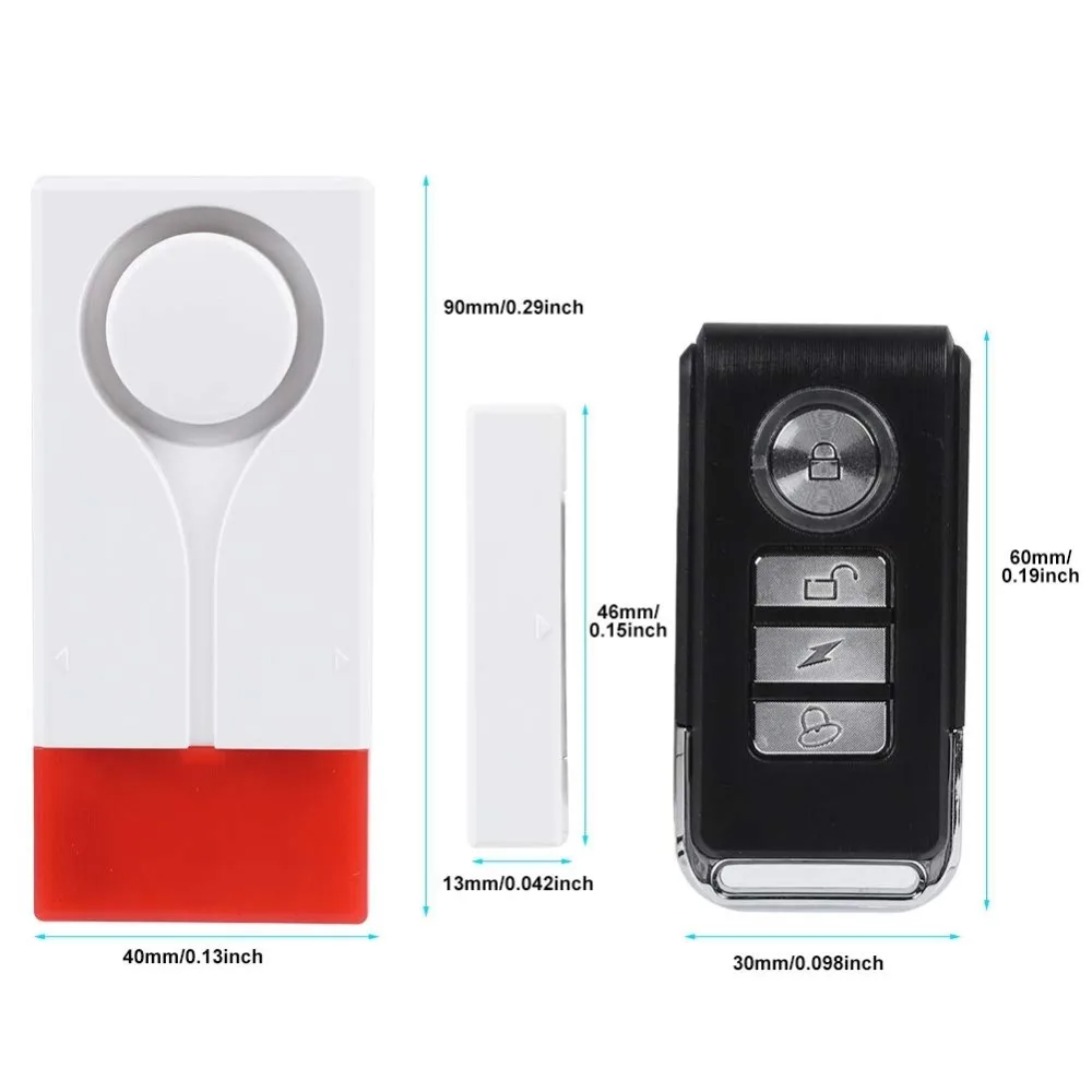 

2019 New Arrival Wireless Remote control Door window Sensor with Big Sounds flash strobe Siren
