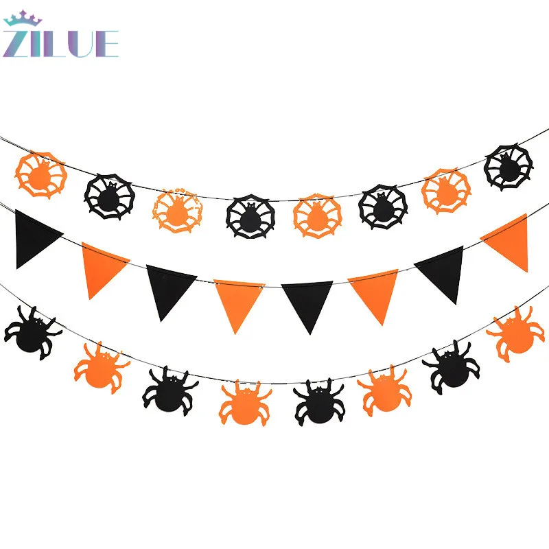 Zilue 1pcs/Lot Halloween Pull Flower Pull Flag KTV Bar Layout Props Decoration Pumpkin Ghost Spider Bat Diverse Hanging Flag Zilue 1pcs/Lot Halloween Pull Flower Pull Flag KTV Bar Layout Props Decoration Pumpkin Ghost Spider Bat Diverse Hanging Flag