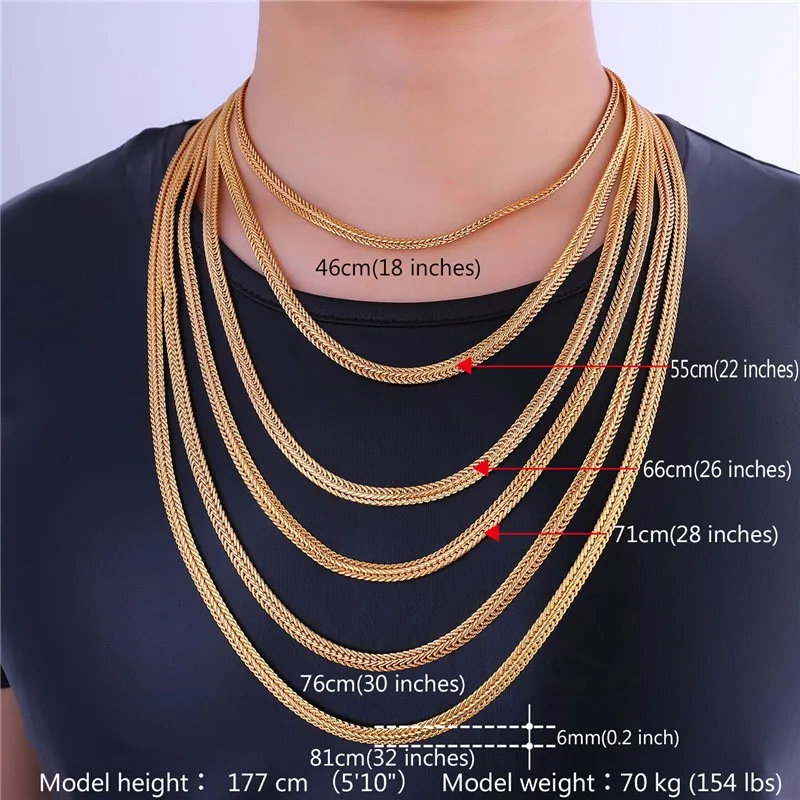 Long Foxtail Chain Necklace 6mm Width 