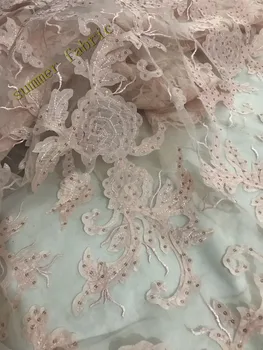 

african lace fabric French tulle lace fabric with sequins For Wedding