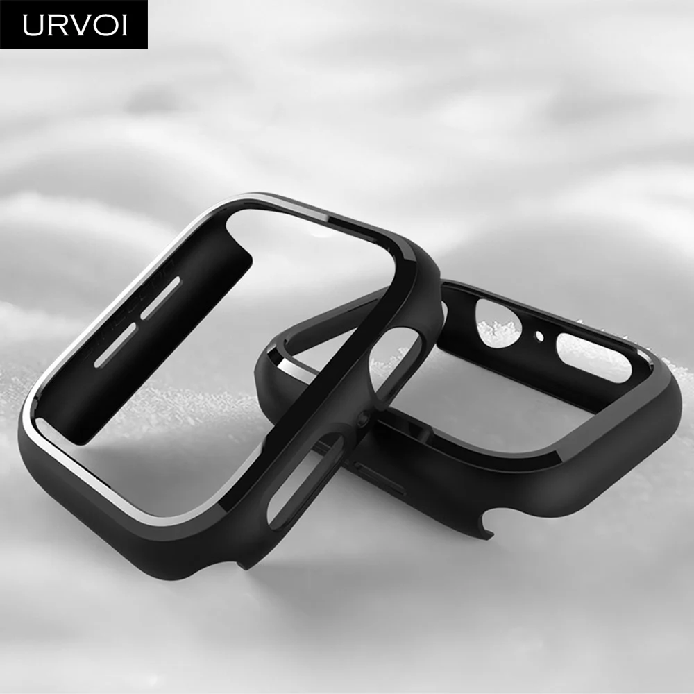 URVOI PC Бамперы для apple watch series 5 4 3 Чехол черный чехол для iwatch slim fit протектор пластиковая рамка 40 44 мм