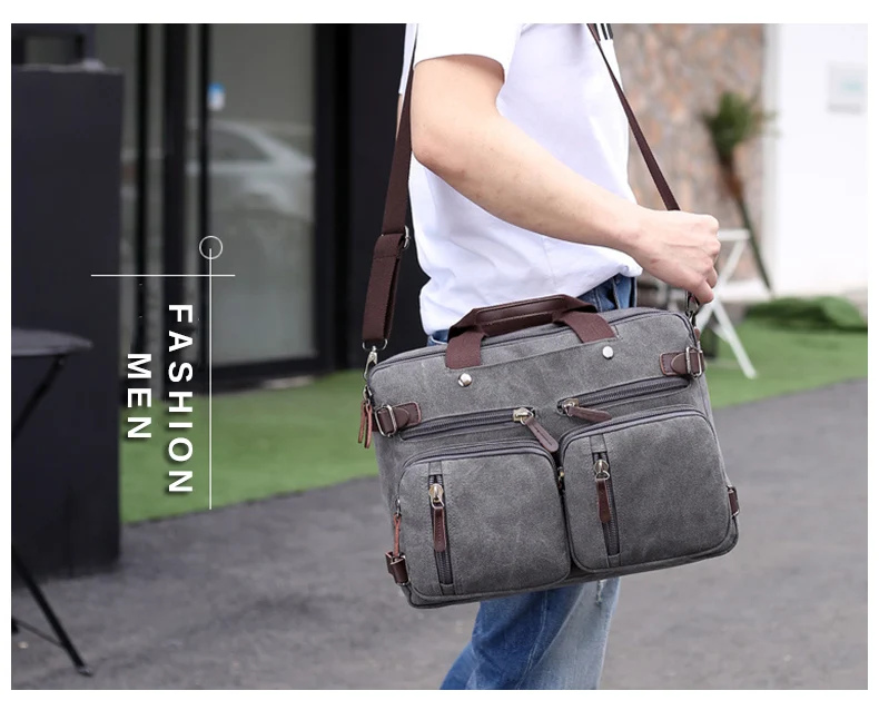 Men Canvas Briefcase Business Laptop Handbag Large Messenger Shoulder Bag Big Casual Male Tote Back Bags Travel Suitcase XA162ZC