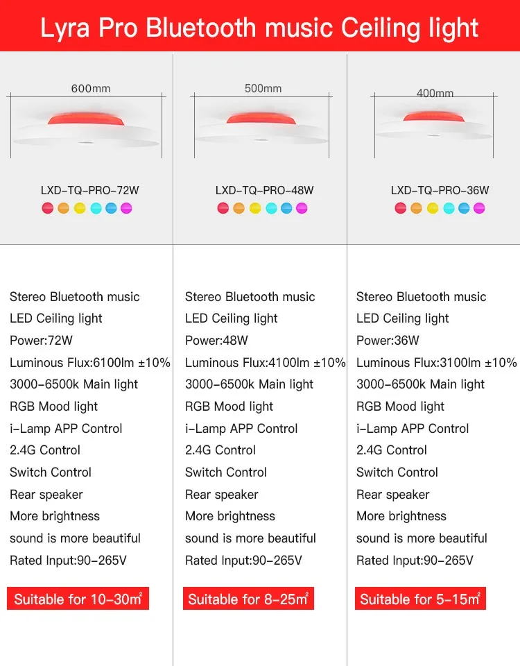 Современные светодиодные потолочные светильники RGB Dimmable Потолочная люстра 25W 36W 52W Пульт дистанционного управления Bluetooth Music light Умный