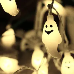 Лампа призрак светодиодный Фея огни строки 20 лампа призрак s украшения для Хэллоуина и Рождества огни Батарея работает