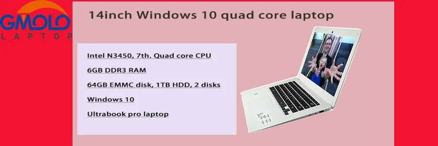 14 inch игровой ноутбук Apollo Lake N3450 Quad core 6 ГБ Оперативная память 64 ГБ 1 ТБ HDD 1920*1080 bluetooth WI-FI HDMI windows 10 ноутбуки