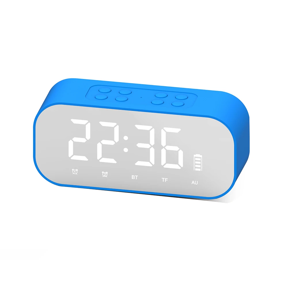 

HD Mirror LED Alarm Clock with wireless Bluetooth Speaker Support Aux TF USB Music Player Wireless for Office Bedroom
