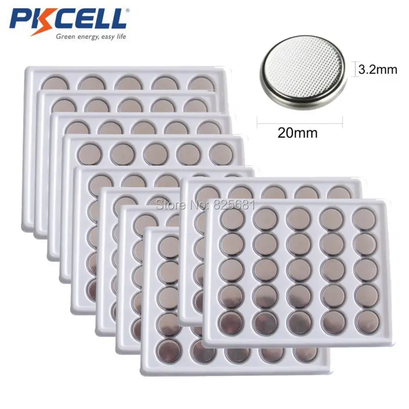 

400Pcs PKCELL CR2032 Lithium Button Coin Battery DL2032 BR2032 KL2032 3V 210mAh For Watches Toys