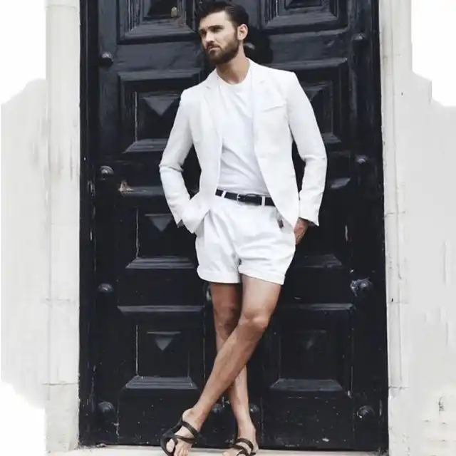 Traje Casual Blanco Para Hombre Pantalones Cortos De Moda De Verano Traje De Boda Para Playa Vestido Para Hombre Traje De Fiesta De Baile Para Novio 2 Piezas Aliexpress
