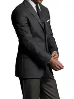 Special Offer: Dark Grey Pure WOOL Men Suits Custom Made Luxury Comfortable 100% WOOL Business Suits For Men Bespoke Groom Suits