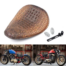 Universal Black Brown Motorcycle Seat Alligator Bobber Motorcycles Leather Solo Driver Seat Spring Kit For Harley Custom Chopper цена Universal Black Brown Motorcycle Seat Alligator Bobber Motorcycles Leather Solo Driver Seat Spring Kit For Harley Custom Chopper цены онлайн