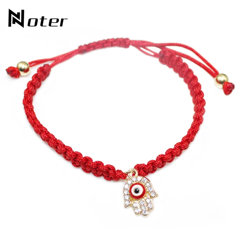 

3 Color Hand Braided Red Sting Hamsa Bracelet Zirconia Hand of Fatima String Braclet For Women Girls Jewelry Pulseira Fomme Gift