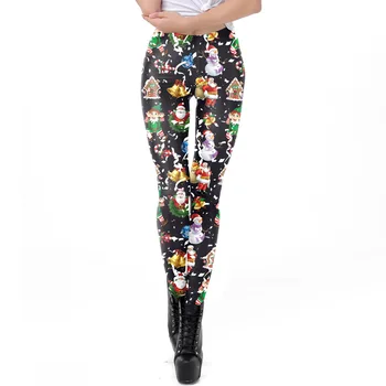 

Christmas Santa Claus Print Fitness Leggings Women Sexy Slim Leggings High Waist Elastic Causal Leggings Leggins Mujer