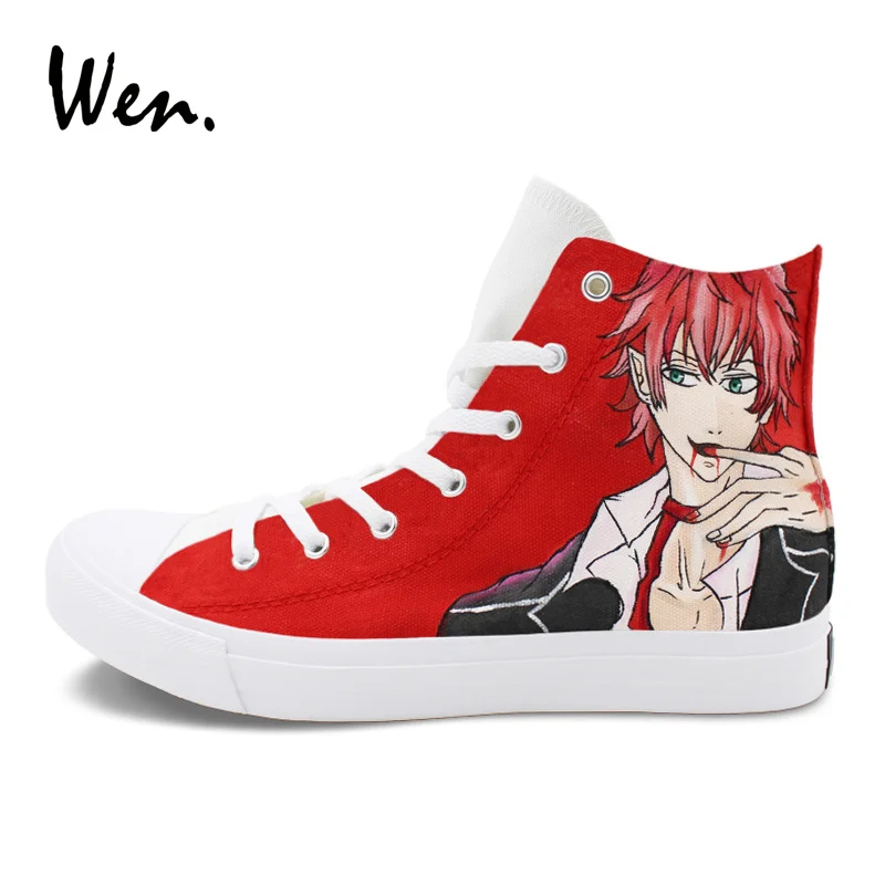 

Wen Hand Painted Diabolik Lovers Anime Shoes Man Woman's Sport Sneakers Custom Design Red Painting Skateboarding Shoes