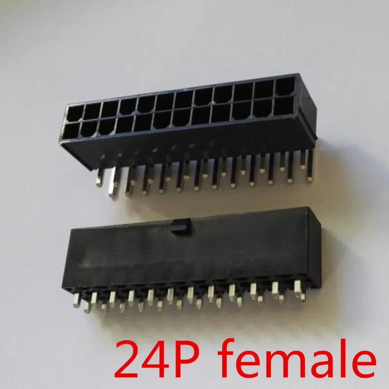

4.2mm black 24P female socket Straight or Curved needle for PC computer ATX motherboard power connector plastic shell Housing