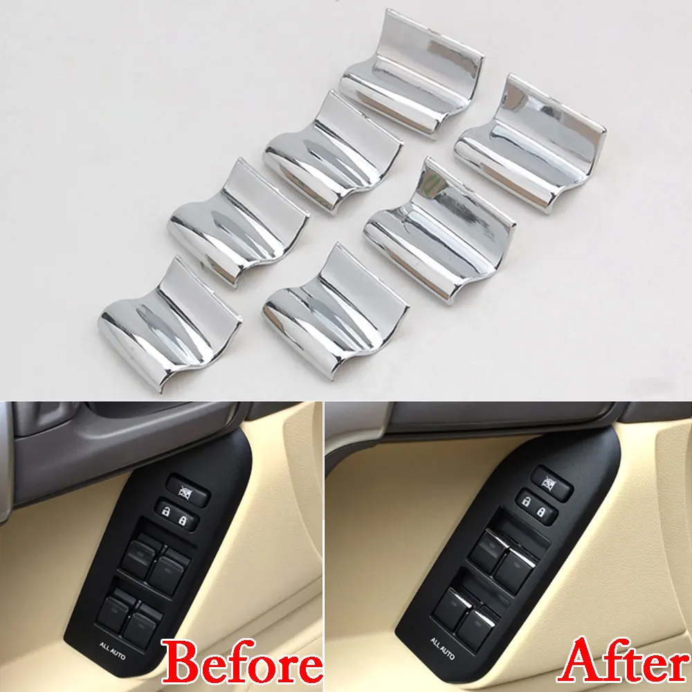 7pcs Stainless Steel Window Lift Button Switch Sequin Cover Trim Sticker Fit for Toyota Prado FJ150 2010-2015 | Автомобили и