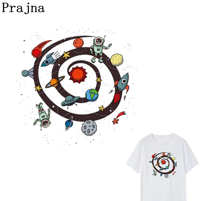 

Prajna UFO Heat Transfer Patch Transfer Vinyl Iron On Transfer For Clothes T shirt Space PVC Patch Thermal Stickers E