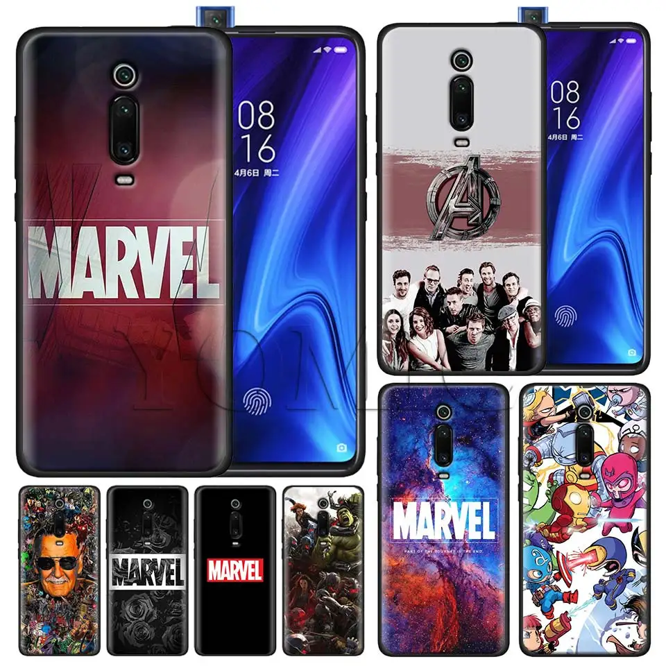 

Marvel Superheroes Black Case for Xiaomi Redmi Note 7 7s K20 5 6 Pro Redmi 6 6 5 5Plus 4X S2 Y3 Silicone Soft Case