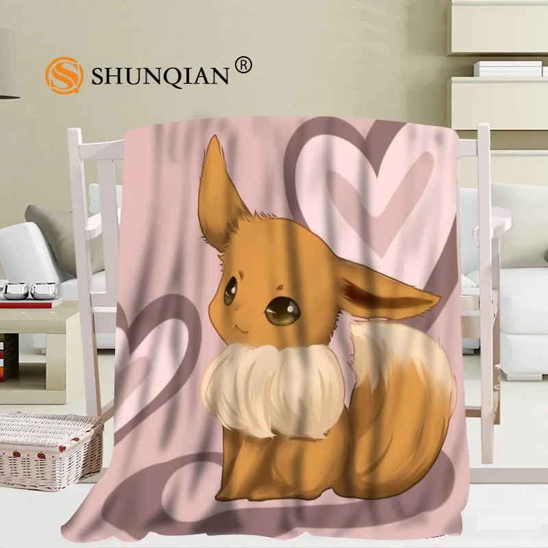 Пользовательские Eevee(Покемон) одеяла из фланелевой ткани 56x80 дюймов 50X60 дюймов 40X50 дюймов диван кровать плед ребенок взрослый теплое одеяло - Цвет: Blanket