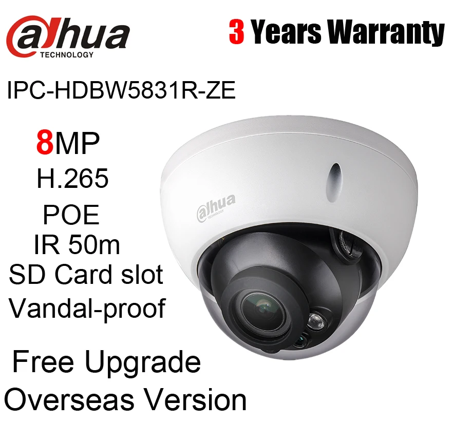 Dahua IPC-HDBW5831R-ZE 8MP POE WDR IR купольная сетевая камера IR 50m 2,7 мм-12 мм объектив замена IPC-HDBW5830R-Z ip-камера с логотипом