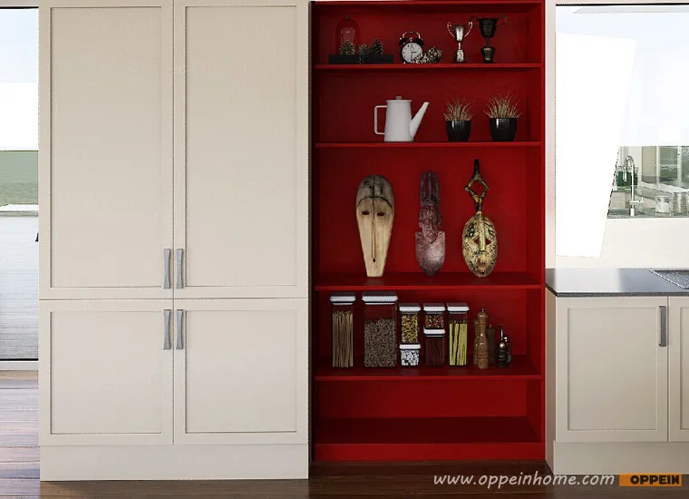 Modern White Solid Wood Contrast Color Customized Kitchen Cabinet