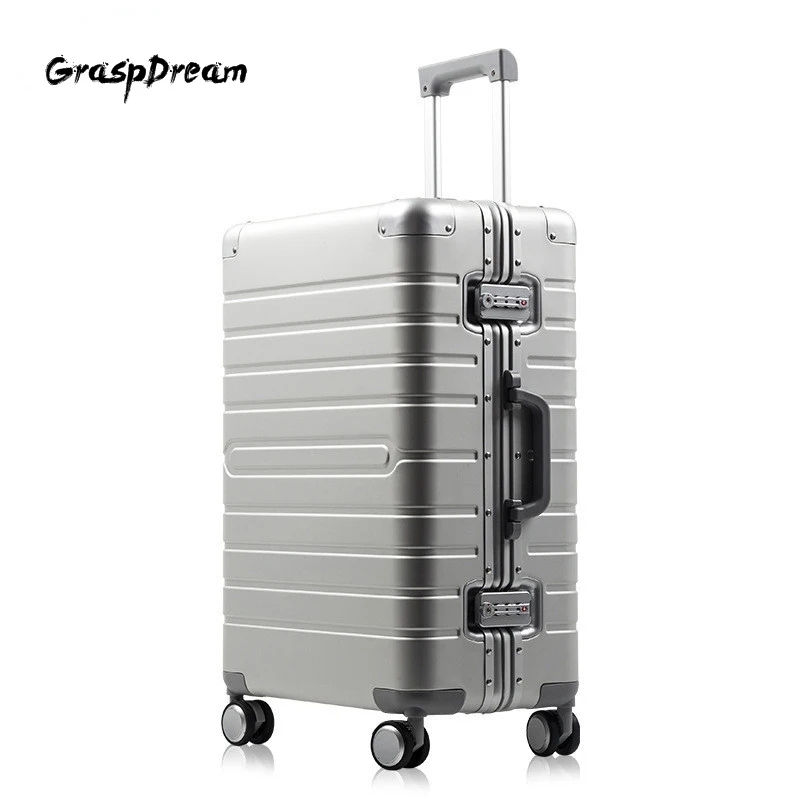 

GraspDream 100% aluminum material, technology and fashion, high quality 20/24/28 size Luggage Spinner brand Travel Suitcase