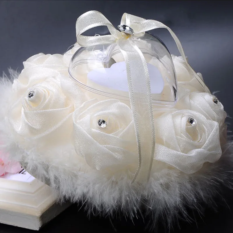 Свадебные украшения шикарные цветы в форме сердца подарок на день Святого Валентина Кольцо подушка подушечка для колец вечерние украшения для свадьбы